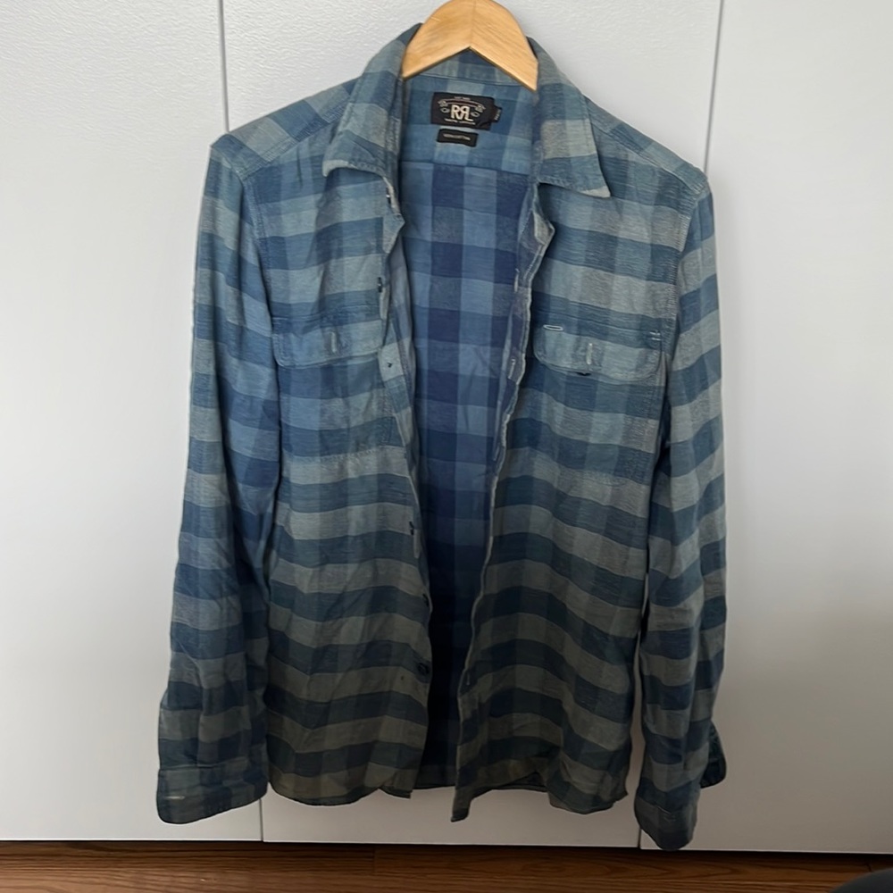 RRL Work Shirt Blue on Blue Plaid